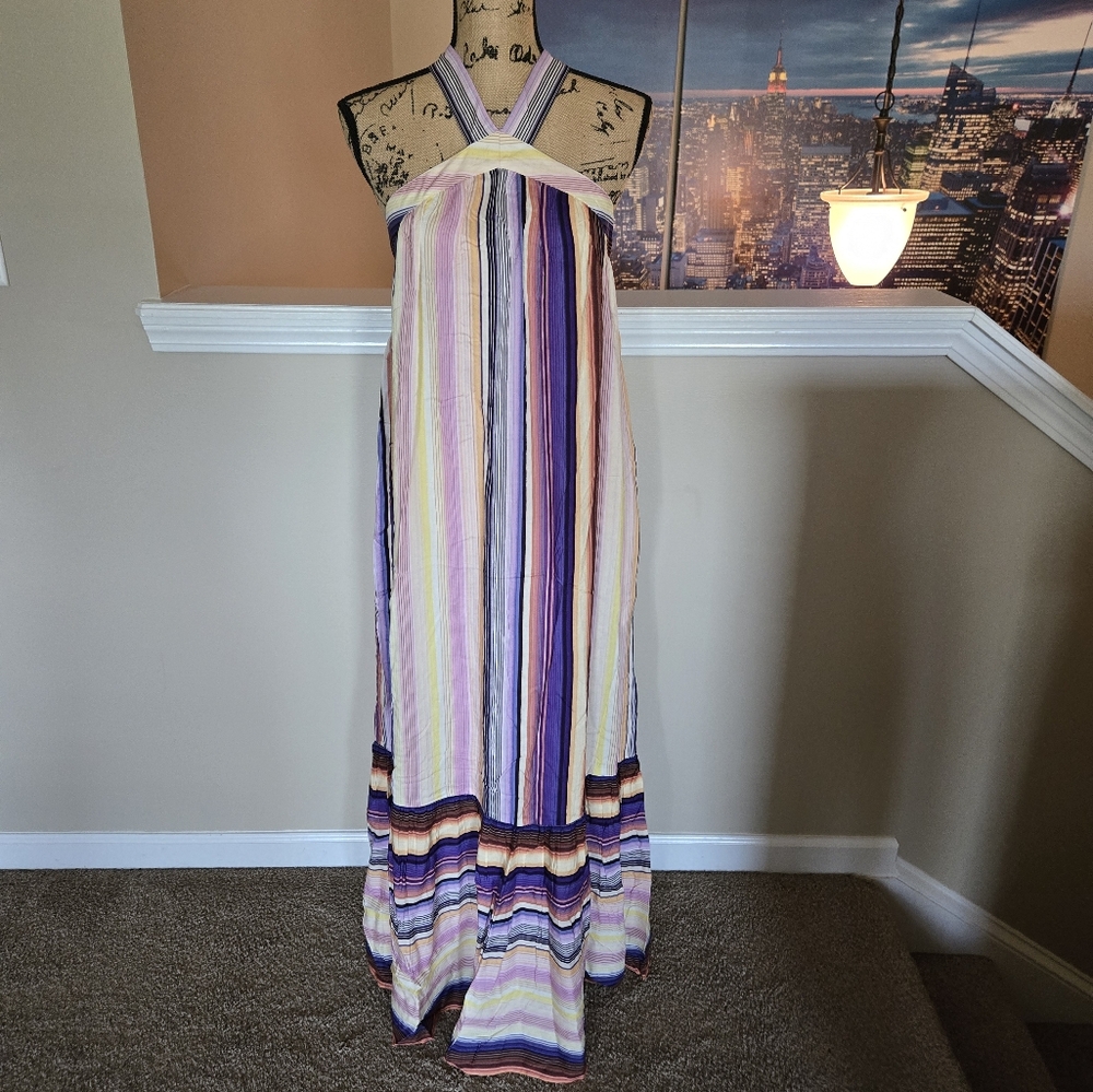 Striped Halter Maxi Dress